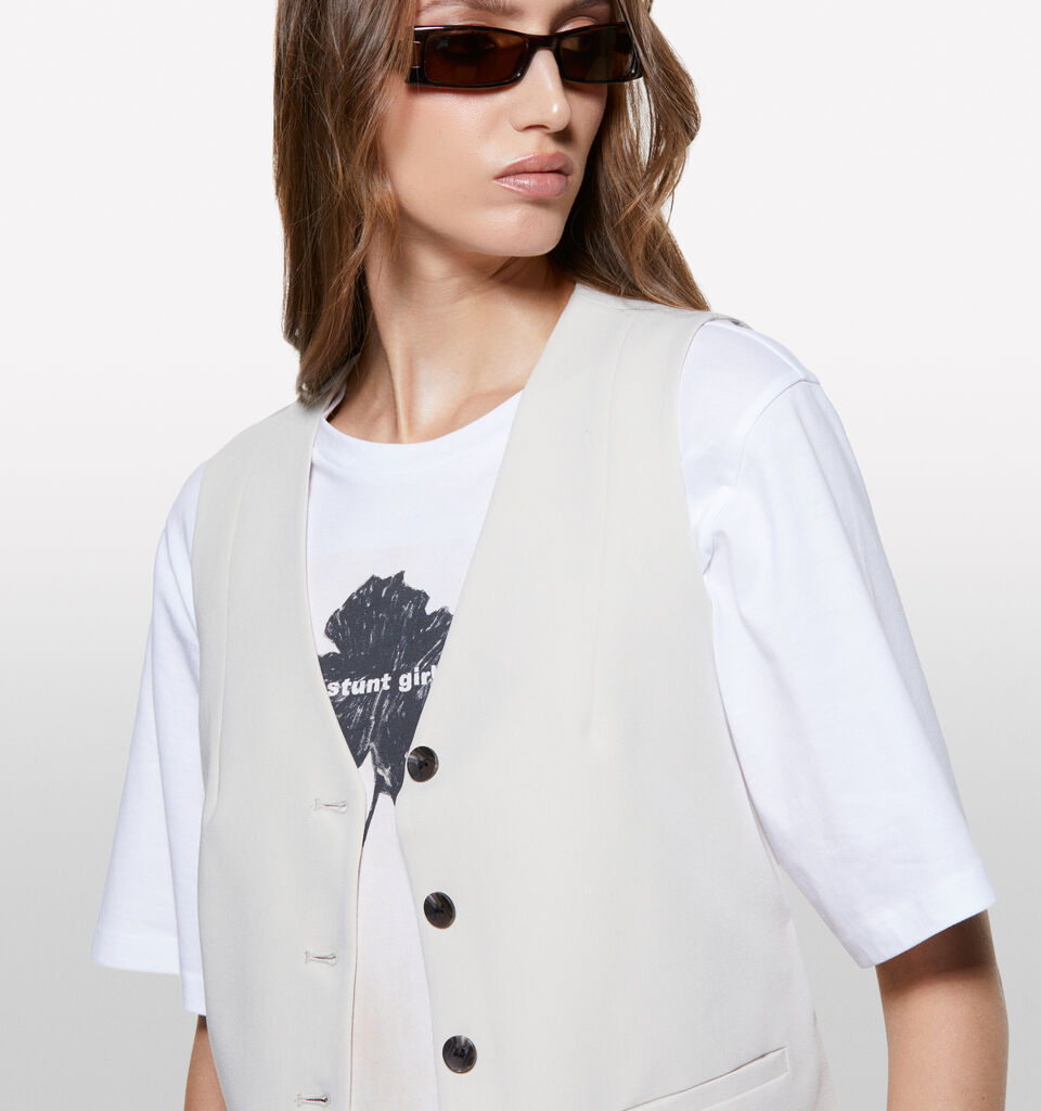 Beige slim fit vest - women's vests and sleeveless jackets - Beige | Sisley image number 4